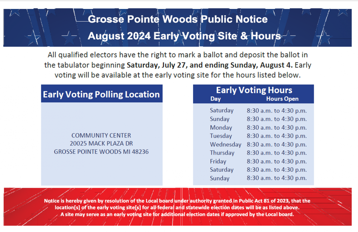 Early Voting August 2024 Dates Times and Locations